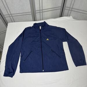 Adidas Vintage 2002 Windbreaker- Navy/Yellow 3 Stripes- Size L - Excellent